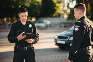 Police officers working