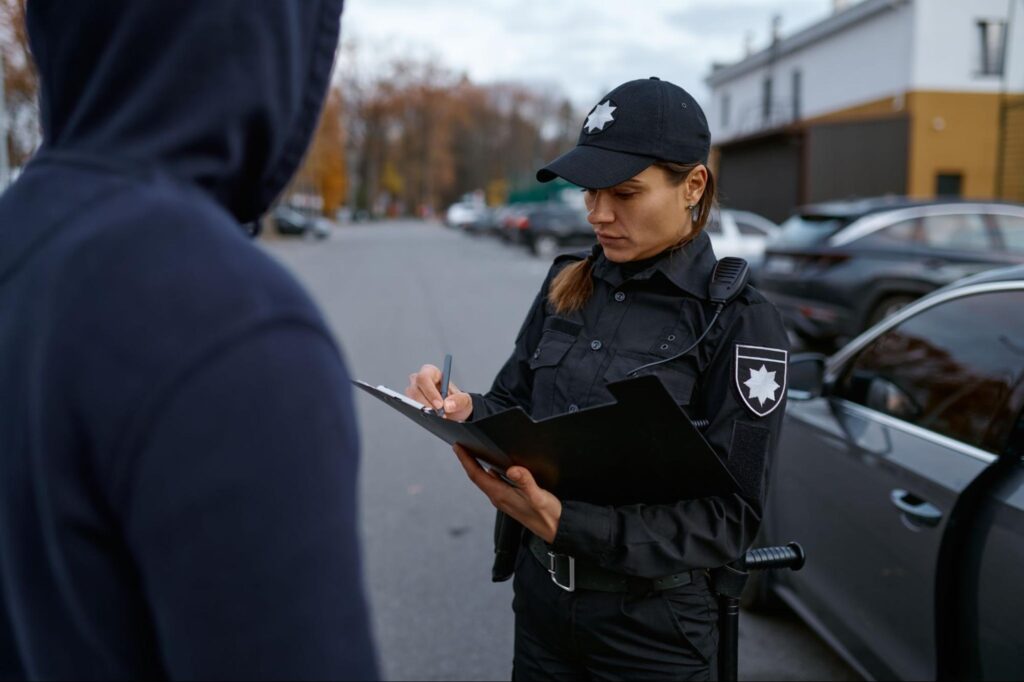 Police officer writing