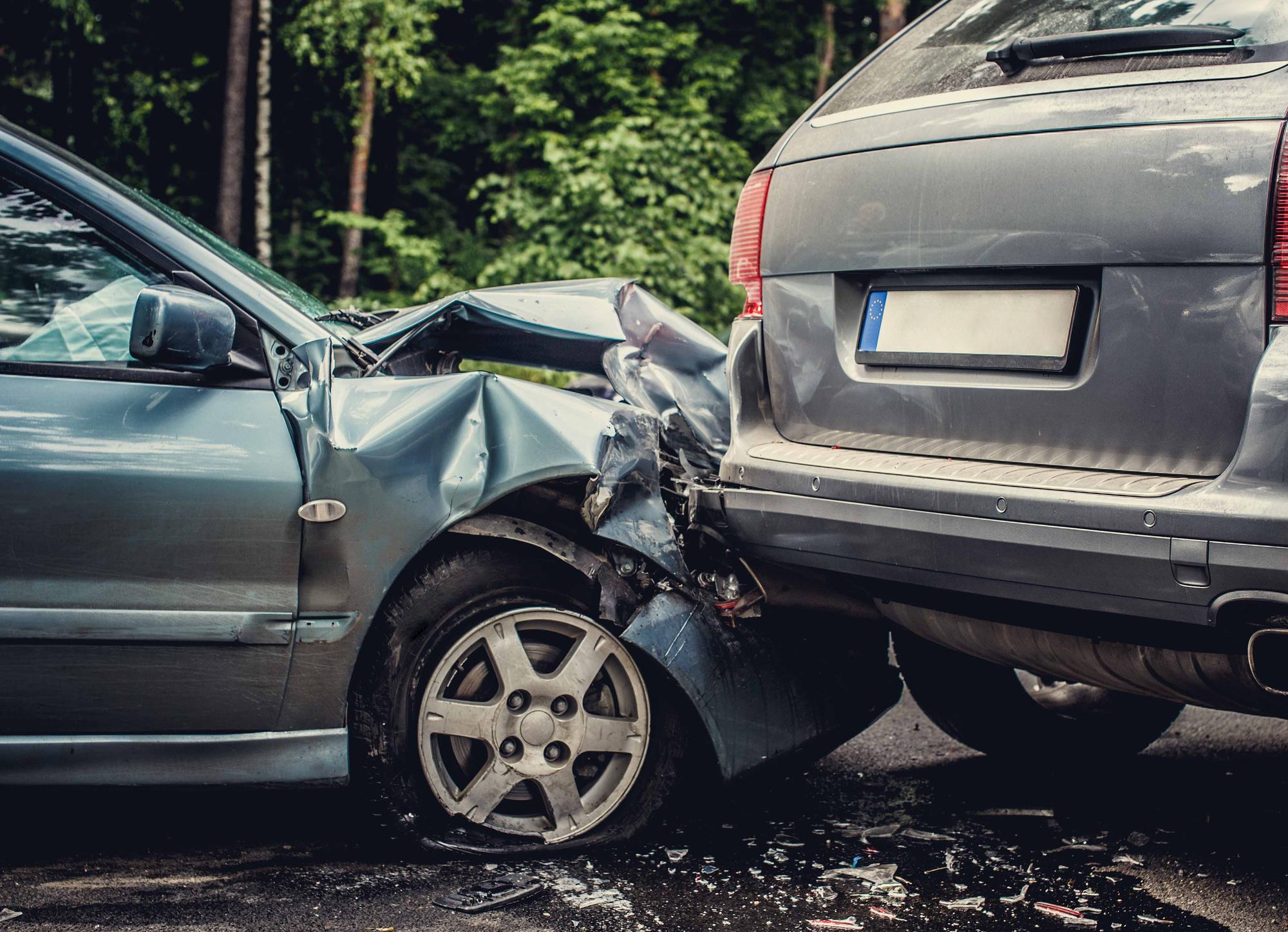 two cars crashing