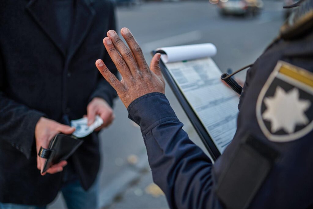 Police officer writing a report