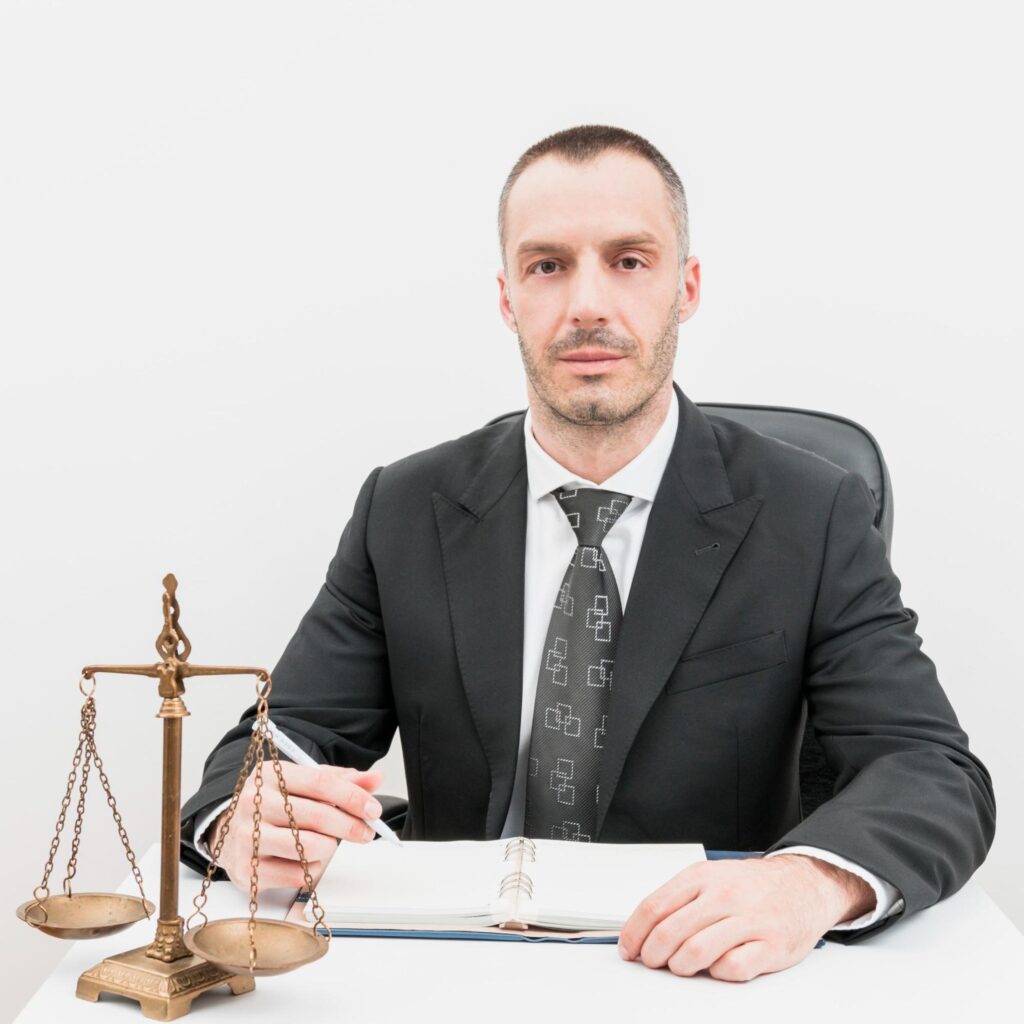 lawyer on his desk