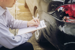 A person filling out a form